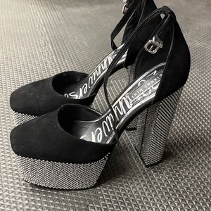 Gianni Bini Black and Silver Block Heels